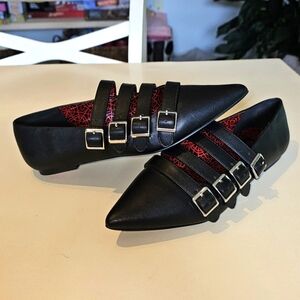 *Rare* StrangeCult Coven Witchy Buckle Vegan Black Flat